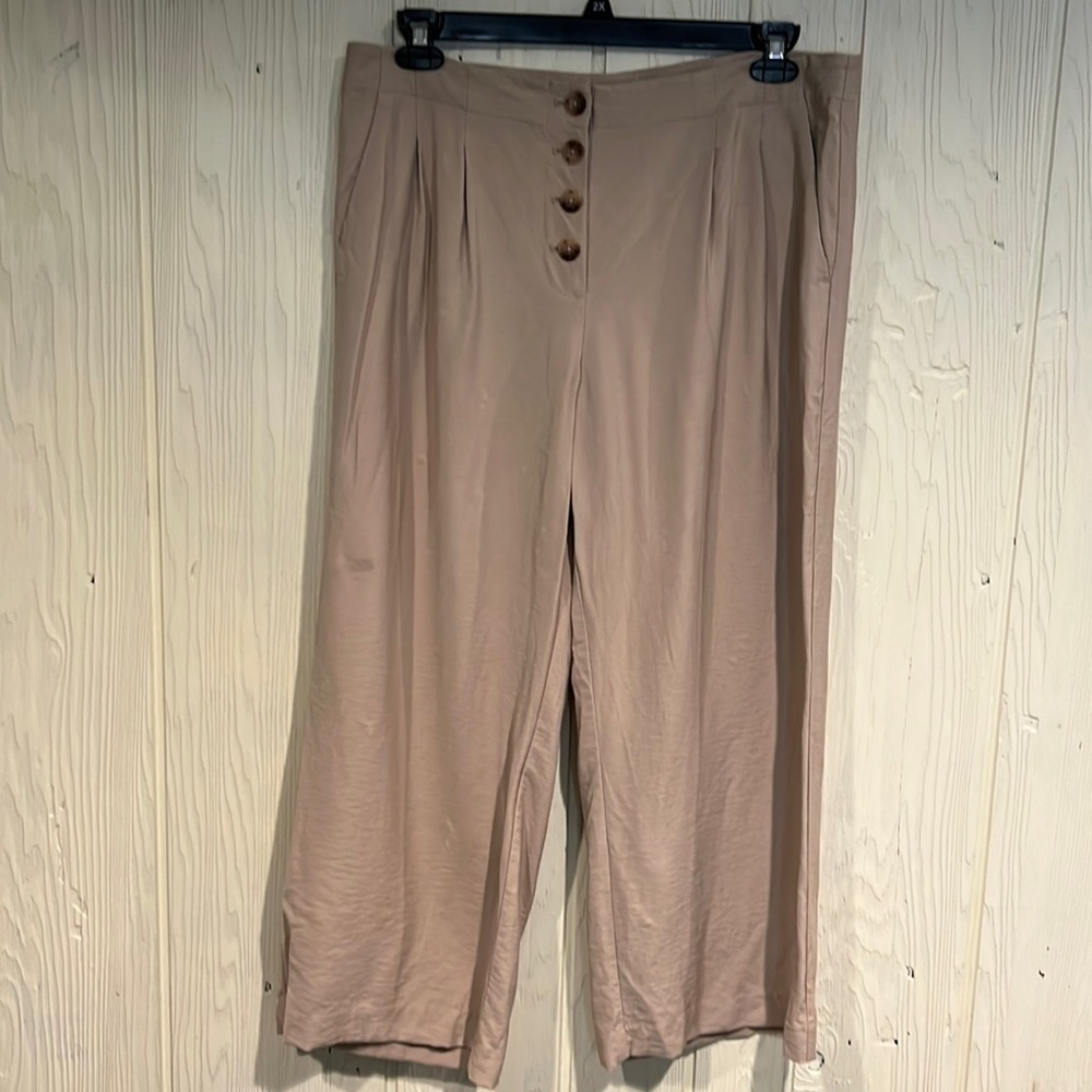LOFT HIGH WAIST WIDE LEG KHAKI PANTS WITH BUTTON FLY DOZE 14